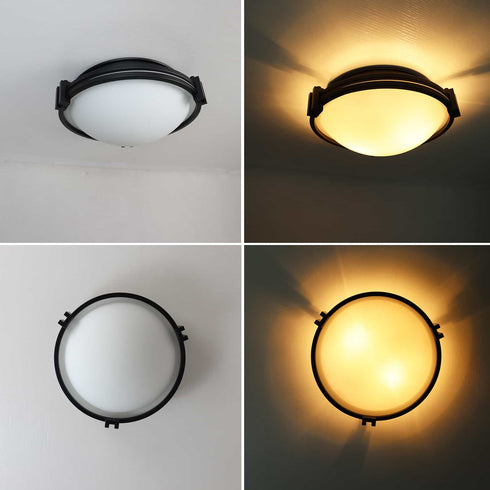 Black Flush Mount Light Milk Glass Ceiling Light Fixture